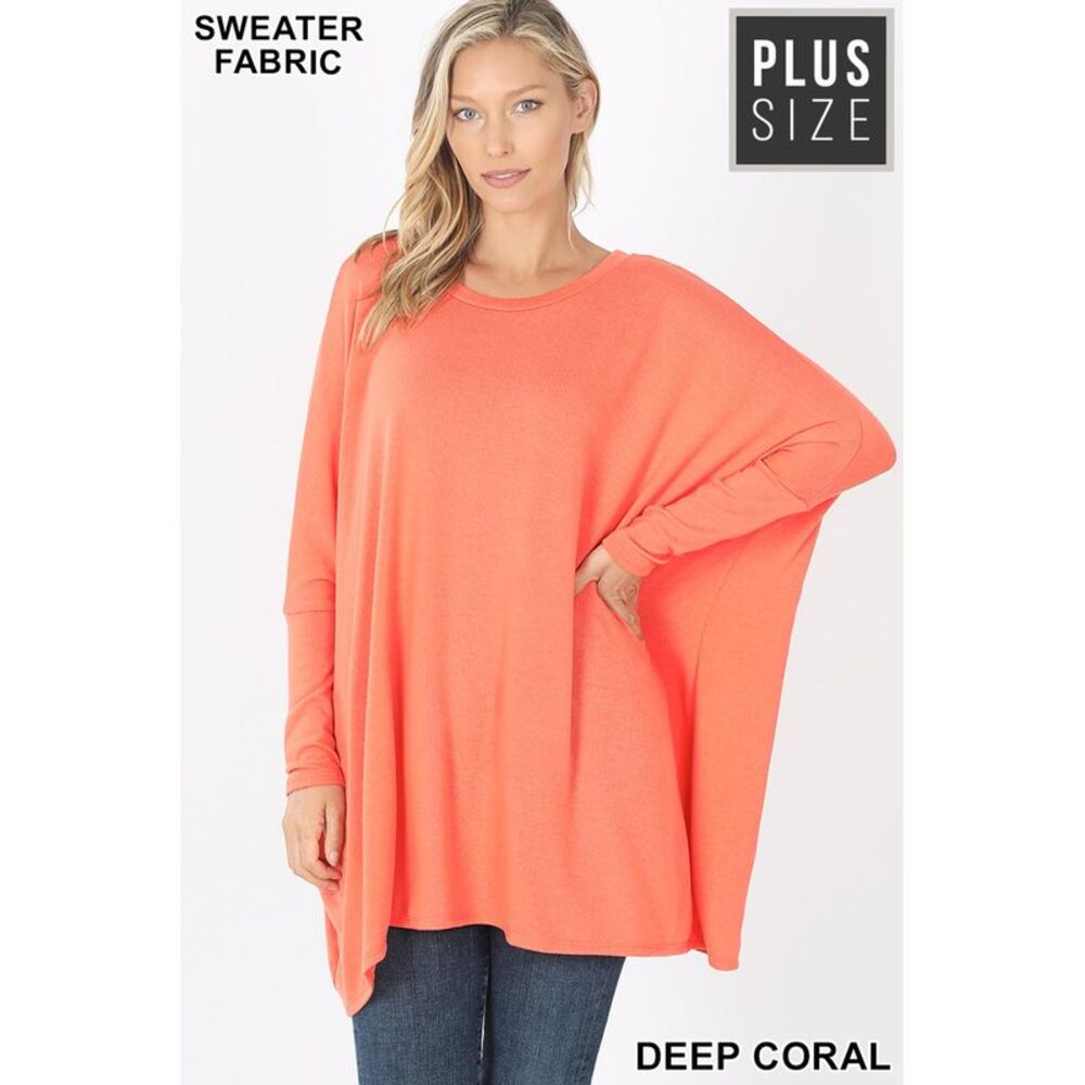 World of Leggings Oversized Round Neck Poncho Plus Size Sweater